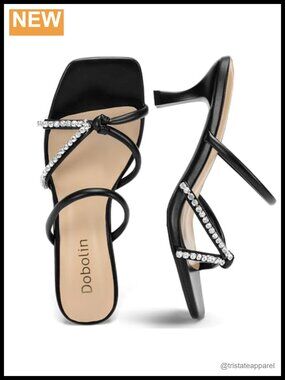 Kitten Heel Sandals Strappy Open Toe Slip On Dress Heels Comfortable Shoes